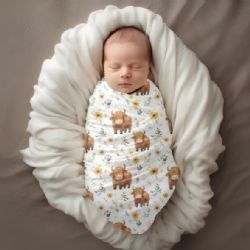 MINI BISCUIT - MOUSSELINE VACHES HIGHLAND FLEURS (LANGE)